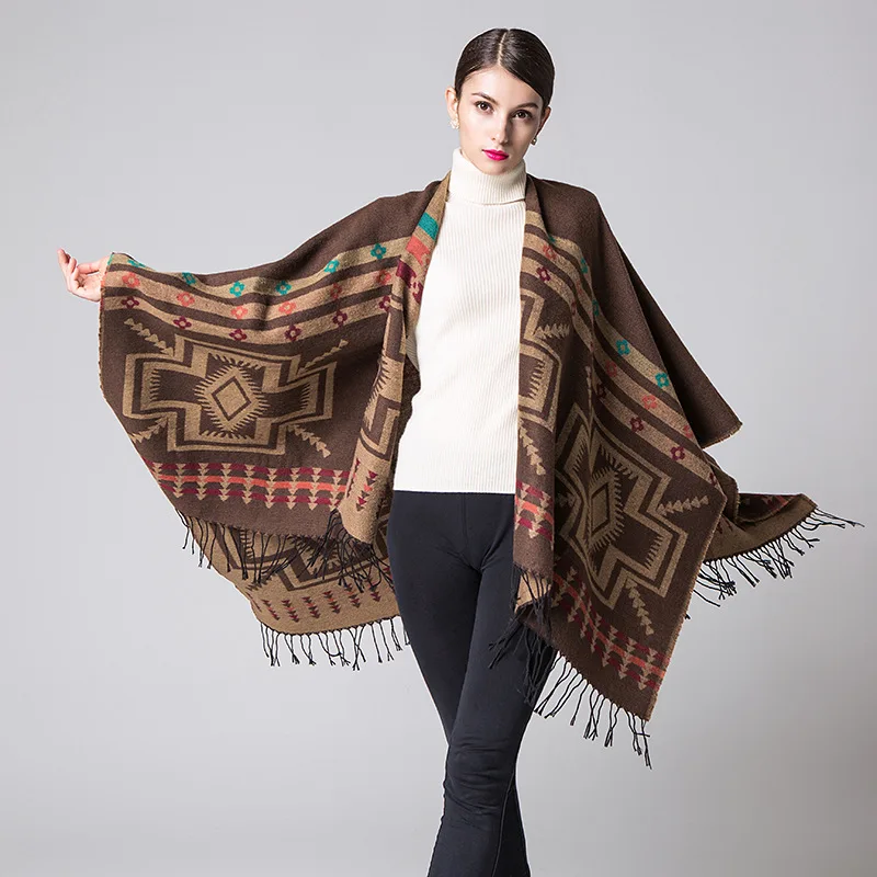 Abrigo Mujer пончо богемная шаль накидка зимнее пальто женские y capas desigual manteau femme hiver Sjaal