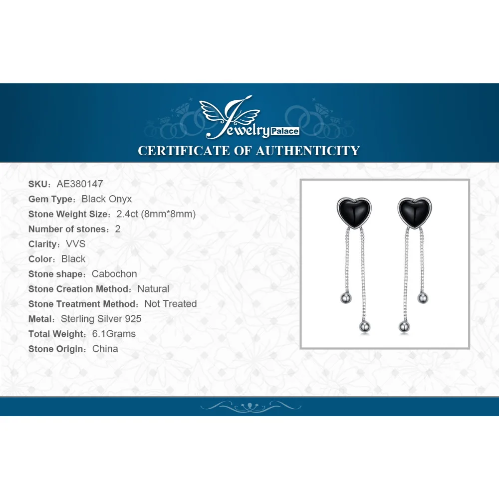 JewelryPalace сердце 0.3ct Подлинная кабошон серьги черный оникс 925 Серебро новый Дизайн