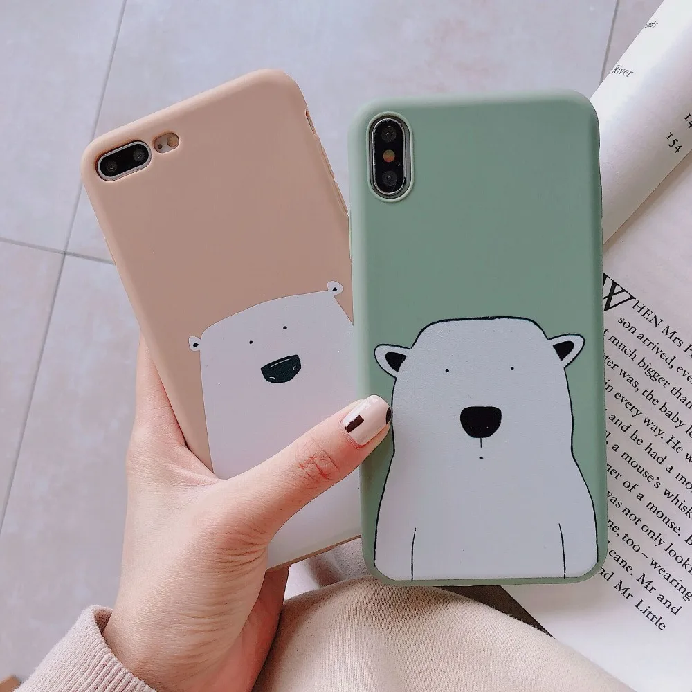 Силиконовый чехол для iPhone 6 6s 6plus Plus 7 7plus 8 8Plus X XR XSMAX sosft TPU милый мультфильм белый