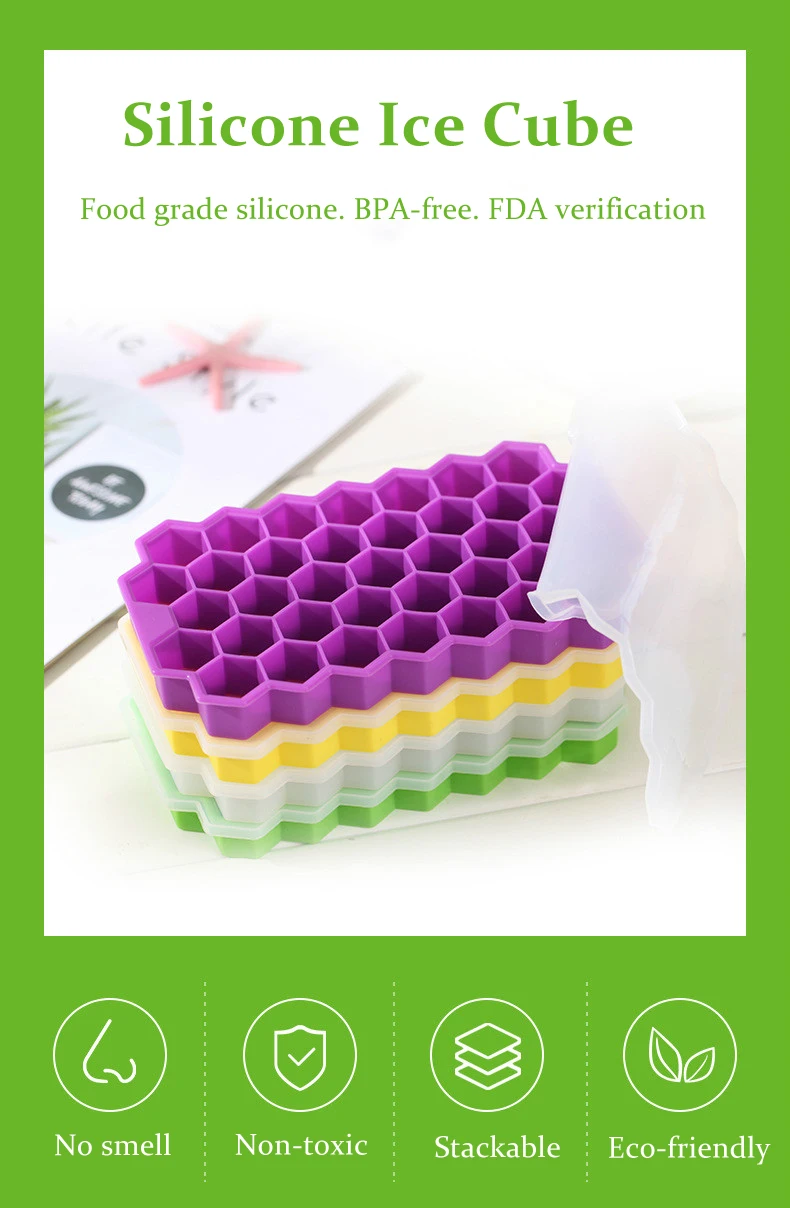 Honeycomb Shape Ice with Cover 37 Cubes Ice Tray Mold Storage Containers ice tray mold Kitchen Accessories GYH