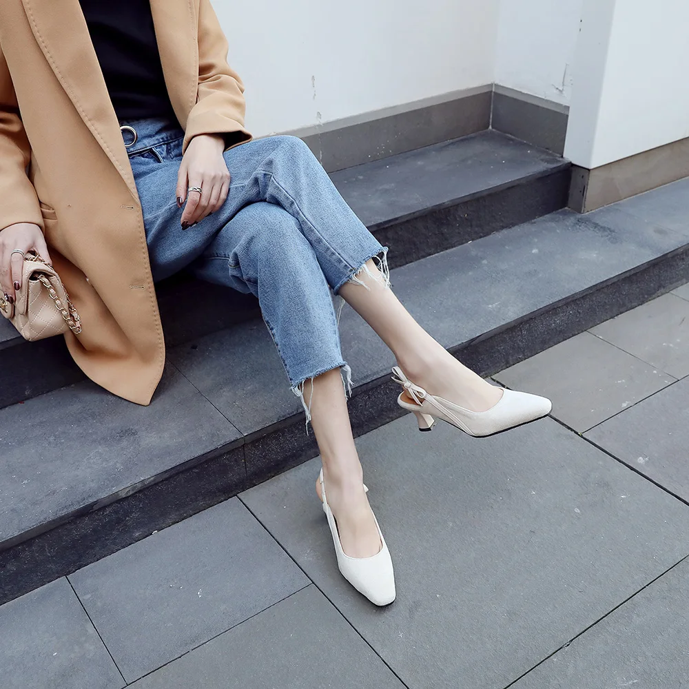 Beige Г., новые летние Брендовые женские повседневные сандалии бежевого и черного цвета женские босоножки на высоком каблуке с ремешком на пятке большие и маленькие размеры 10, 28, 43, 46, WS198 - Цвет: Beige