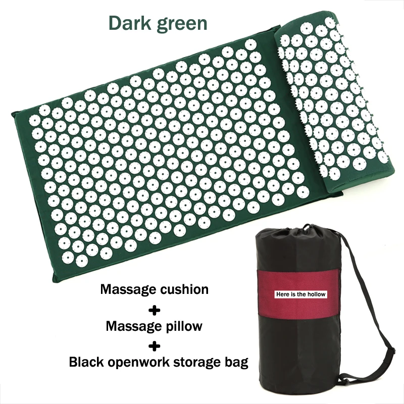 Dark green Массажный коврик для йоги на шею и подушка для массажа Shakti снимает акупрессур коврик для тела против боли, акупунктурный коврик для массажа - Цвет: Dark green