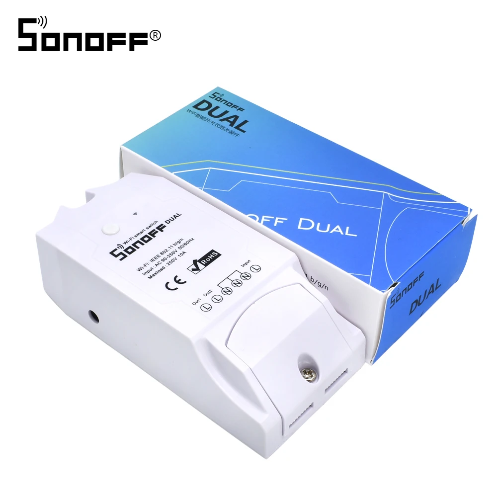 ITEAD sonoff двойной Беспроводной WI-FI реле Модуль для Умный дом автоматизации пульт дистанционного управления DIY синхронизации Wi-Fi 10A 220 В