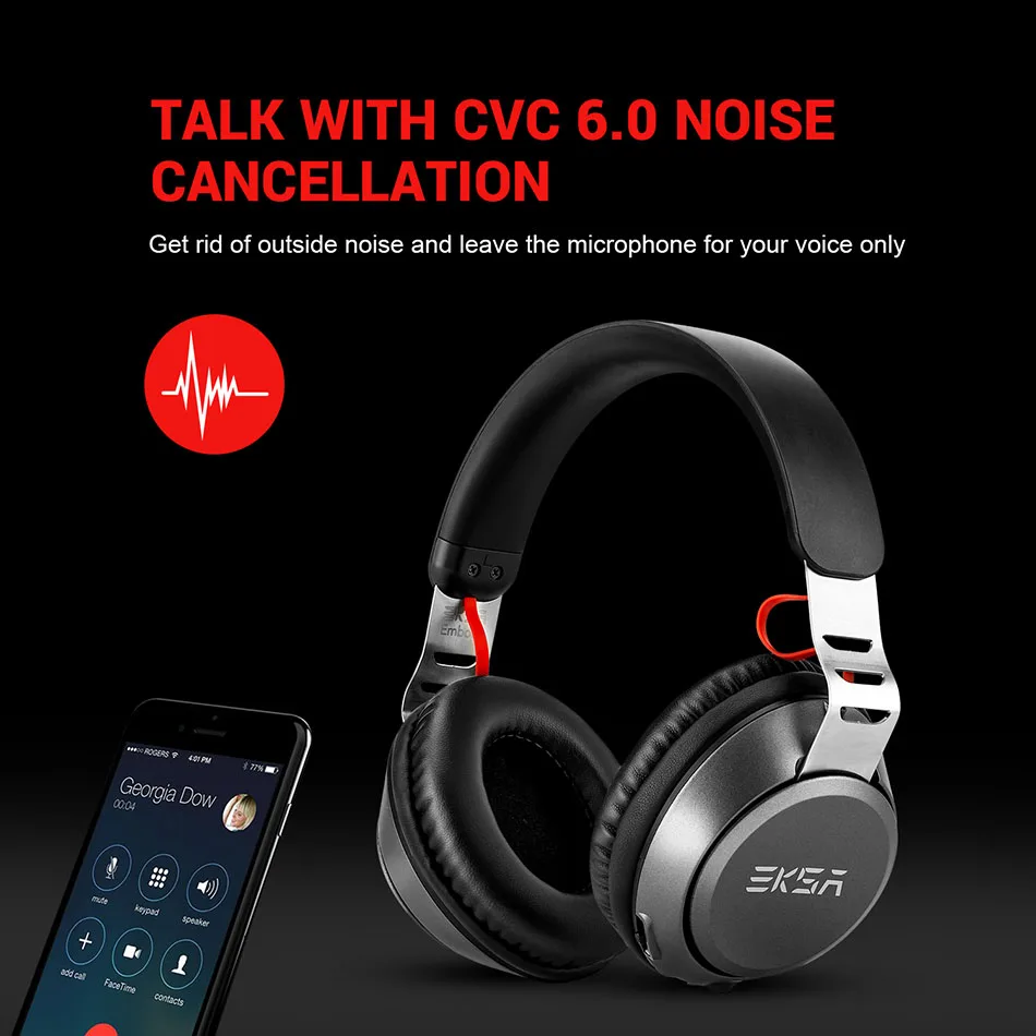 EKSA E100, Bluetooth 5,0, беспроводные наушники, супер светильник, портативная гарнитура с микрофоном, 500 мА/ч, гарнитура для iPhone, Xiaomi