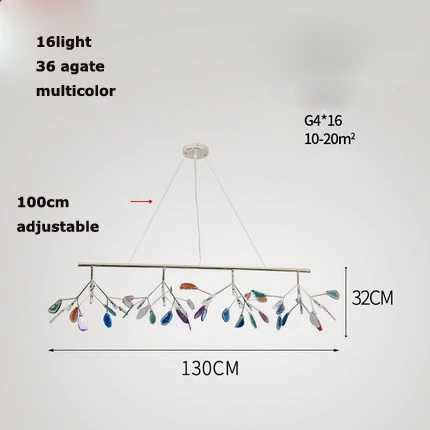 130cm straight multi G4 led железные в стиле постмодерн Агатовая люстра светлячок. Люстра освещение подвесной светильник Lampen Lustre для столовой фойе - Цвет абажура: 130cm straight multi
