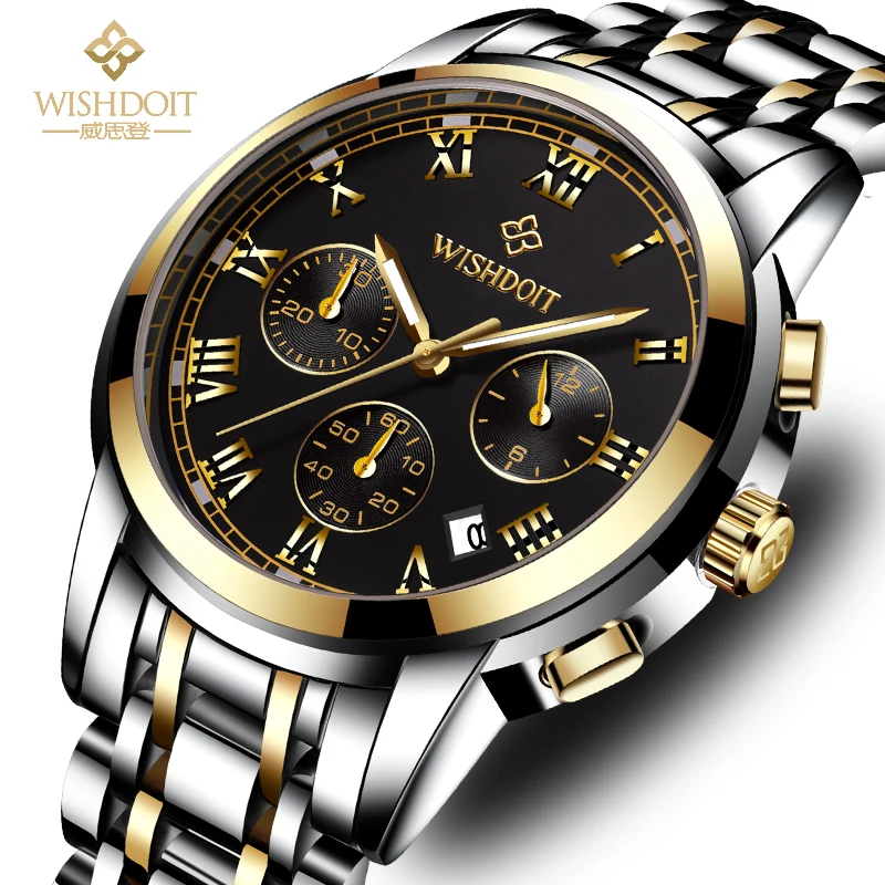 Wishdoit большой циферблат повседневная литер смотреть мужчины luxury brand кварцевые