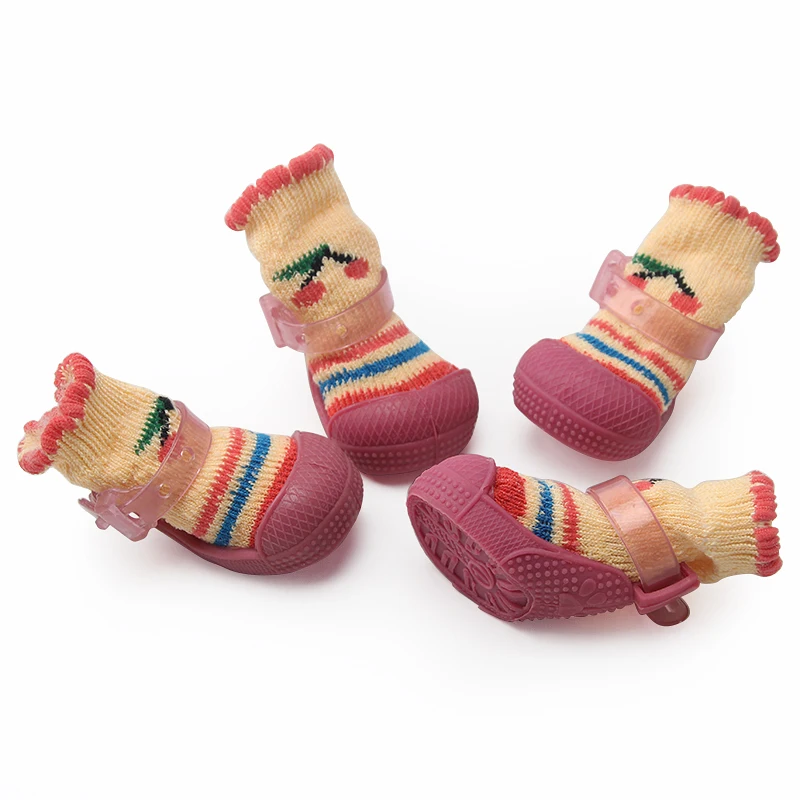 4 шт./компл. резиновая обувь для дождя и снега собак водонепроницаемая