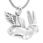 IJD10032 из нержавеющей стали в форме кролика с крыльями ангела ожерелье для кремации ожерелье-сувенир с держателем в виде золы ювелирные изделия