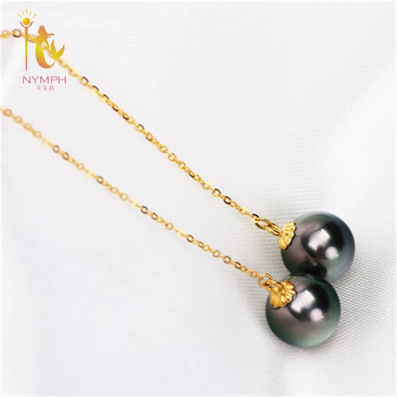 Серьги с жемчугом NYMPH 18 К желтое золото Tahitian Black Drop AU750 изящные украшения ED354 |