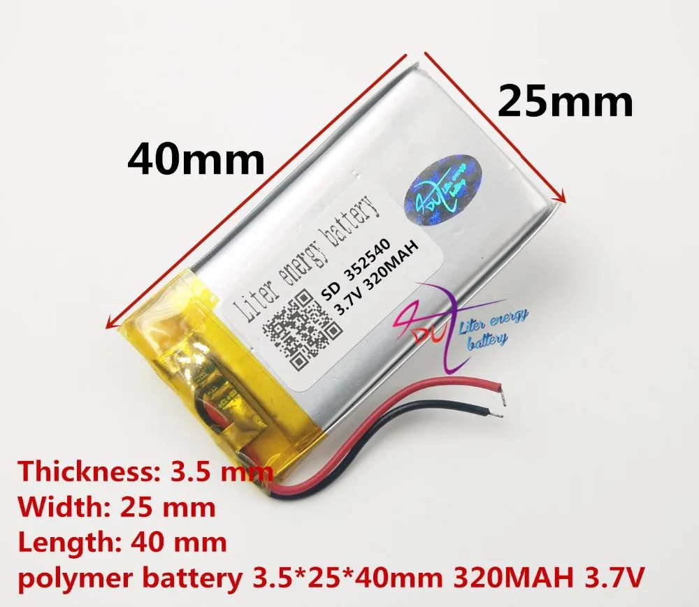 Литий-полимерная батарея 352540 3,7 v 320mAh литий-полимерная аккумуляторная батарея хорошего качества OEM для gps
