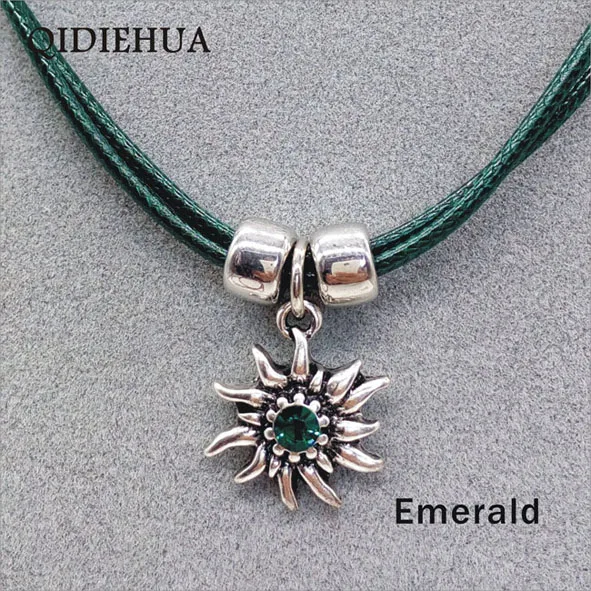 emerald Мода Серебряное Элегантное ожерелье Эдельвейс женское простое веревочное ожерелье-чокер ожерелье цветок Мода - Окраска металла: emerald