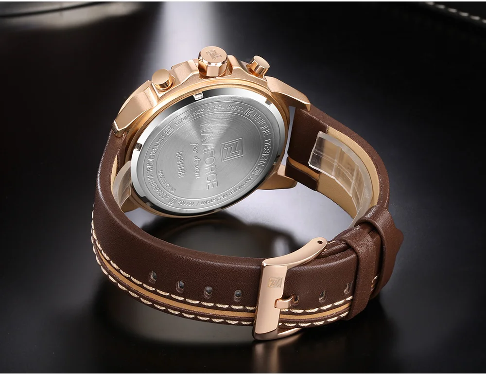 Naviforce модные многофункциональные мужские часы японские Seiko Move Мужские t Водонепроницаемые кожаные часы Топ люксовый бренд Подарки для мужчин