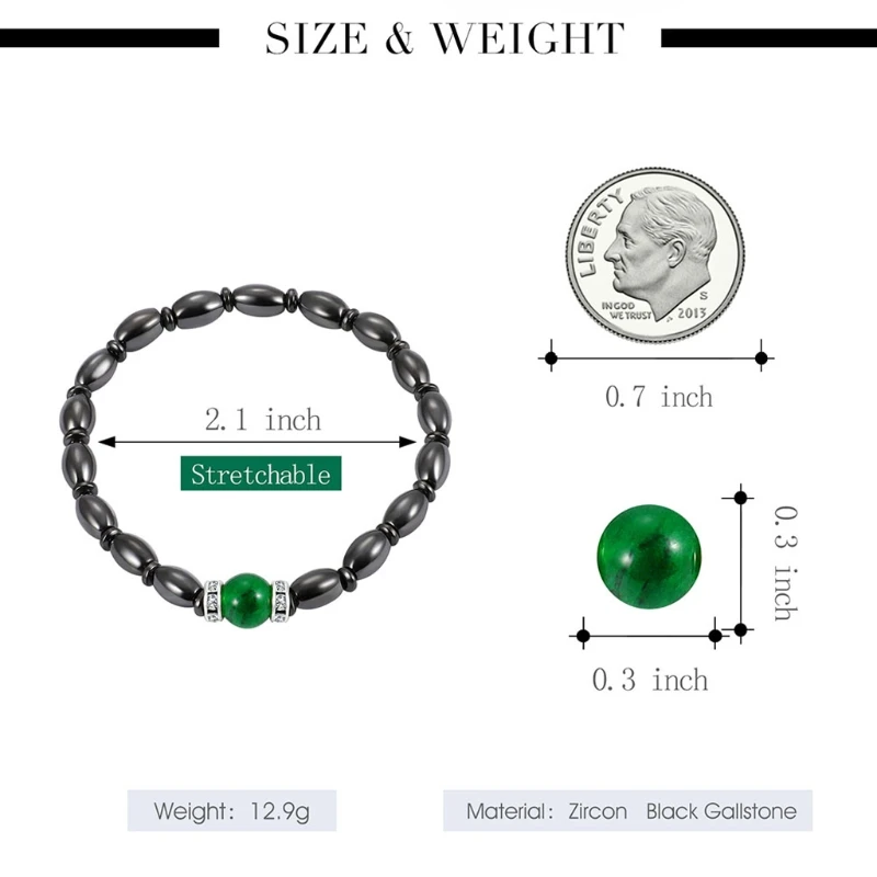 

Magnetic Bracelet Bangle Beads Hematite Stone Therapy Health Care Women Jewelry