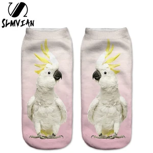 SLMVIAN новые женские носки с объемным принтом животных, попуги какаду, повседневные носки с героями мультфильмов, короткие носки унисекс