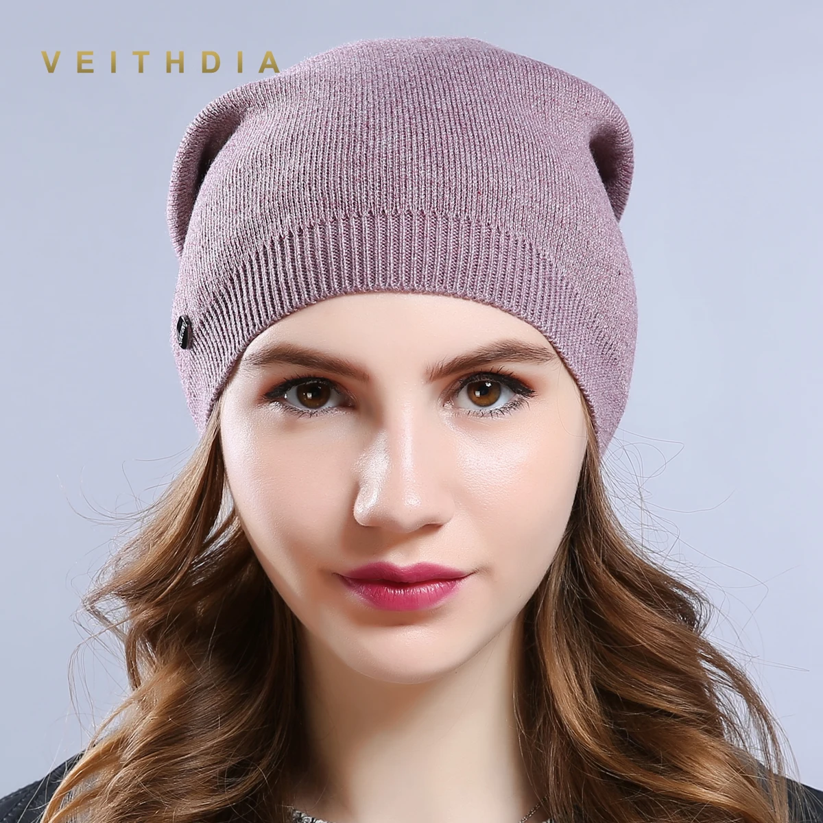 Женские вязаные шапки VEITHDIA Повседневные из шерсти высокого качества на осень и