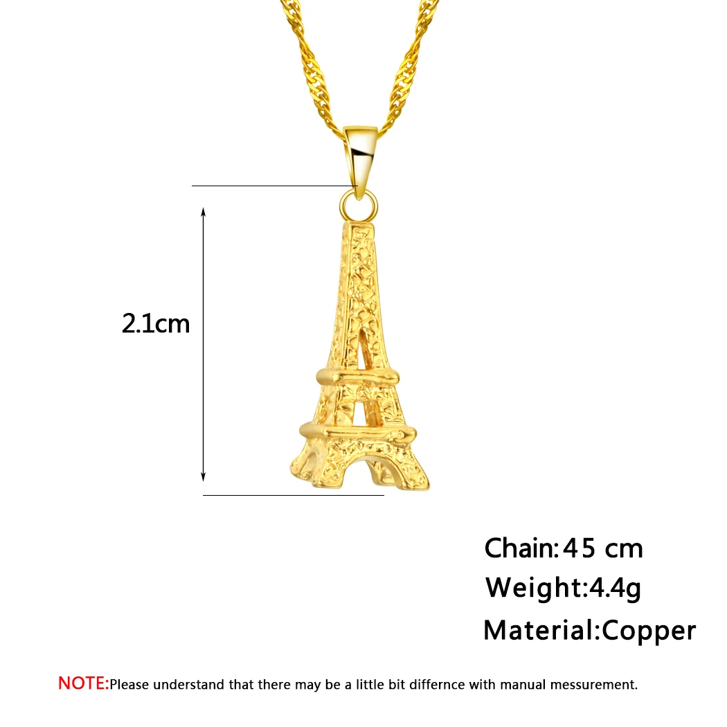 Chereda Petite Eiffel Tower Necklace for Women French Lovely Anniversary Sweet Valentine's Gift Gold Pendants | Украшения и