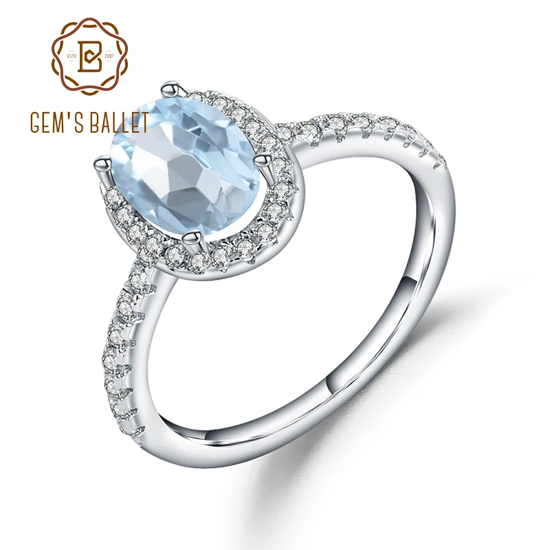 Женские обручальные кольца GEM'S BALLET 1.57Ct Овальный натуральный небесно голубой