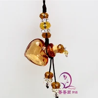 2pcs murano glass perfume cellphone strap heart perfume glass pendant jewelry murano essential oil bottle pendants