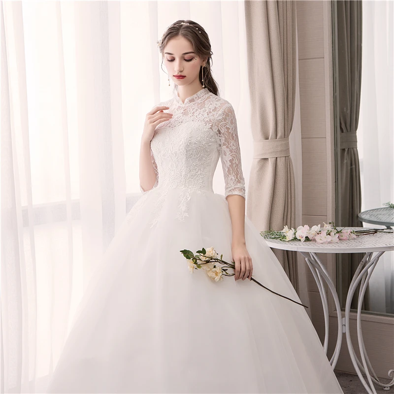 Элегантное белое кружевное свадебное платье с нашивки Vestido De Noiva Плюс Размер