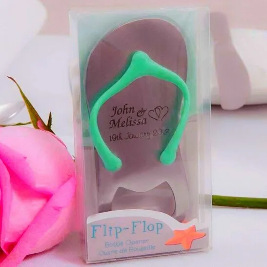 

50pcs Customized LOGO Flip-flop Wine Bottle Opener Beach Themed Wedding Favors Personalized Gift For Guest wen4335