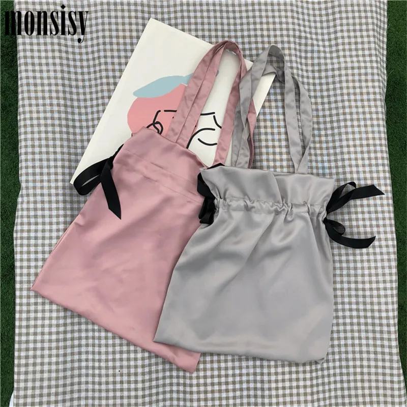 Monsisy 2019 женская сумка для покупок Женская Глянцевая через плечо модная атласная