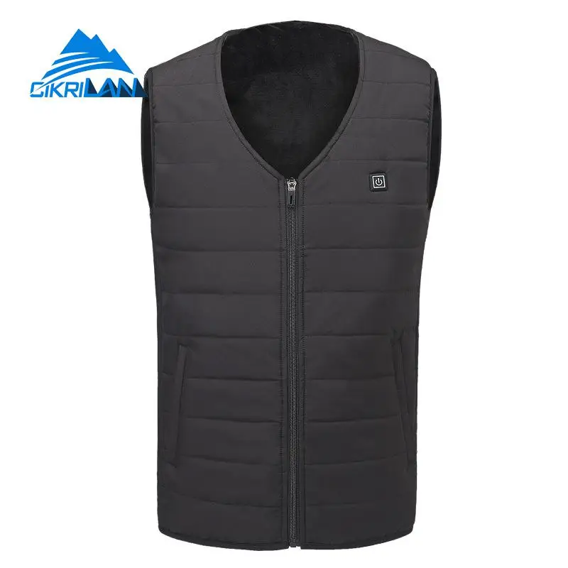 

Mens Winter Outdoor Hiking Trekking Quilted Insulated Heated Vest Warm Camping Sport Waistcoat Heating Fishing Photography Gilet