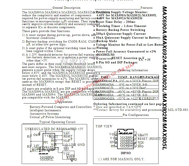 5 шт./лот MAX692ACPA DIP8 MAX692A MAX692 в наличии|circuit| |