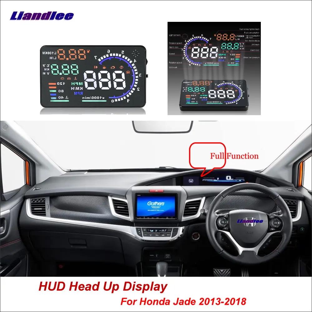 Full Function Car HUD Head Up Display For Honda Jade 2013-2018 Safe Driving Screen OBD Speedometer Projector Windshield