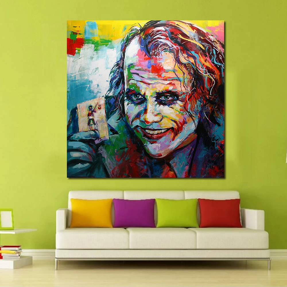 JQHYART граффити клоун картина маслом холст искусство картины для гостиной стены