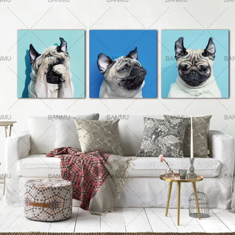 Животные серии мир 13 Мопсов щенок Современные Холст художественные картины