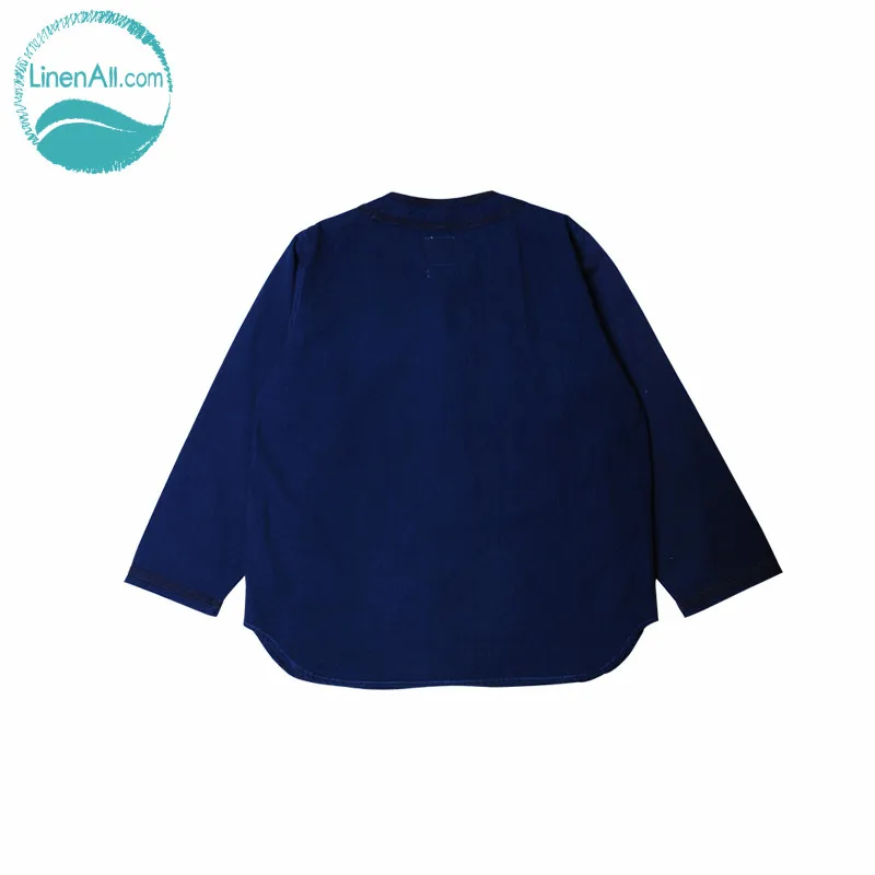 LinenAll мужская синяя окрашенная капюшон Индиго кардиган для бейсбола рубашка