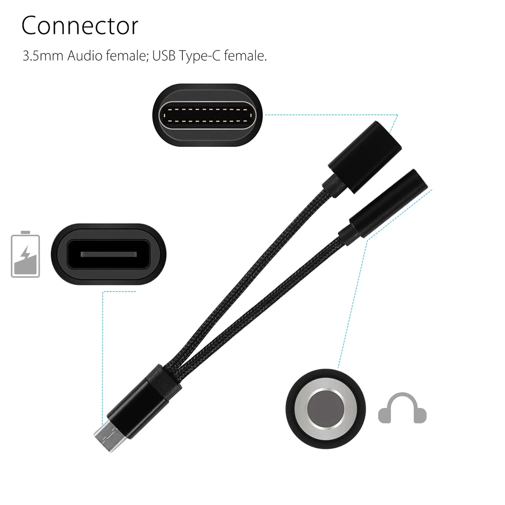 Аудиокабель с USB Type C на 3 5 мм Aux адаптер для наушников 2 в 1 разъемом кабель зарядки
