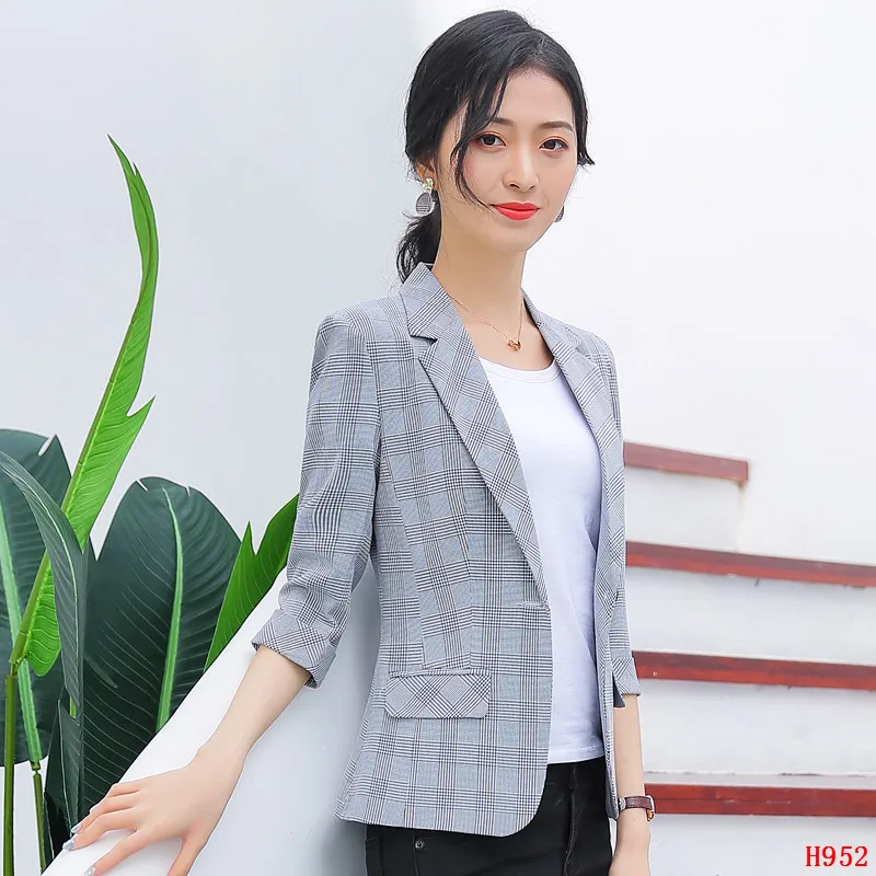 New 2019 Summer Formal Ladies Grey Blazers Women Jackets Half Sleeve Office Work Wear Clothes OL Style | Женская одежда