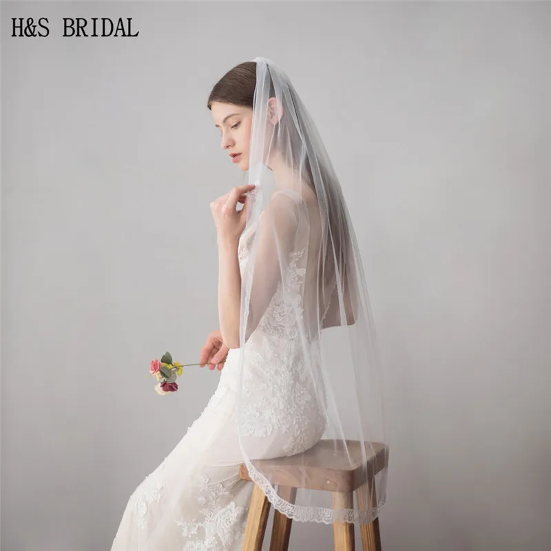 

H&S Bridal Ivory Veils With Comb 1 Tier Bridal Veil Wedding Accessories Veu de Noiva velos de novia