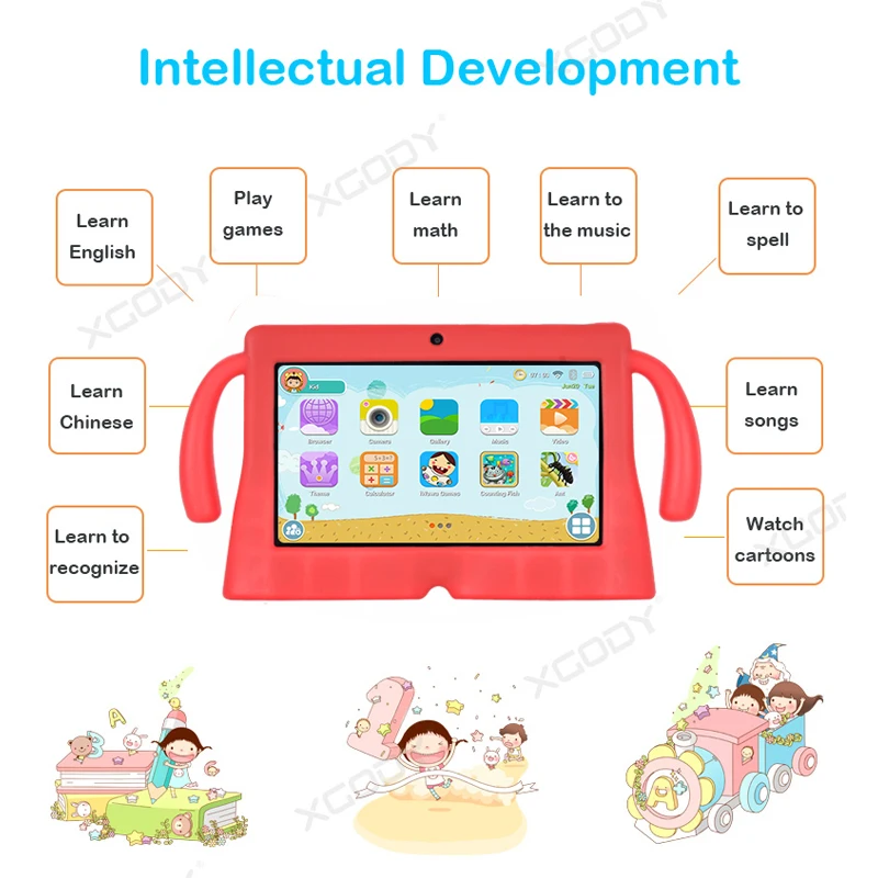 Планшет XGODY на Android 8 1 Детские Обучающие планшеты 16 ГБ четырехъядерный процессор