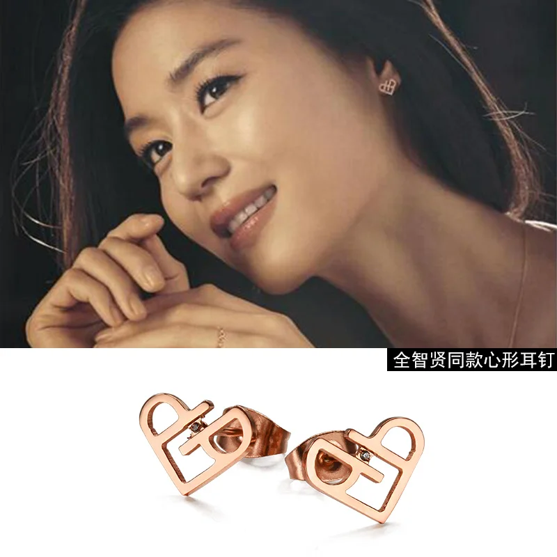 YUN RUO модный бренд розовое золото цвет элегантный микро Цирконий CZ сердце серьги