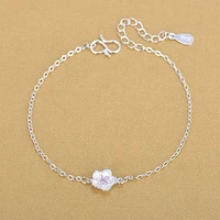silver color crystal cherry blossoms flower charm bracelets fine fashion bracelets jewelry for woman gift