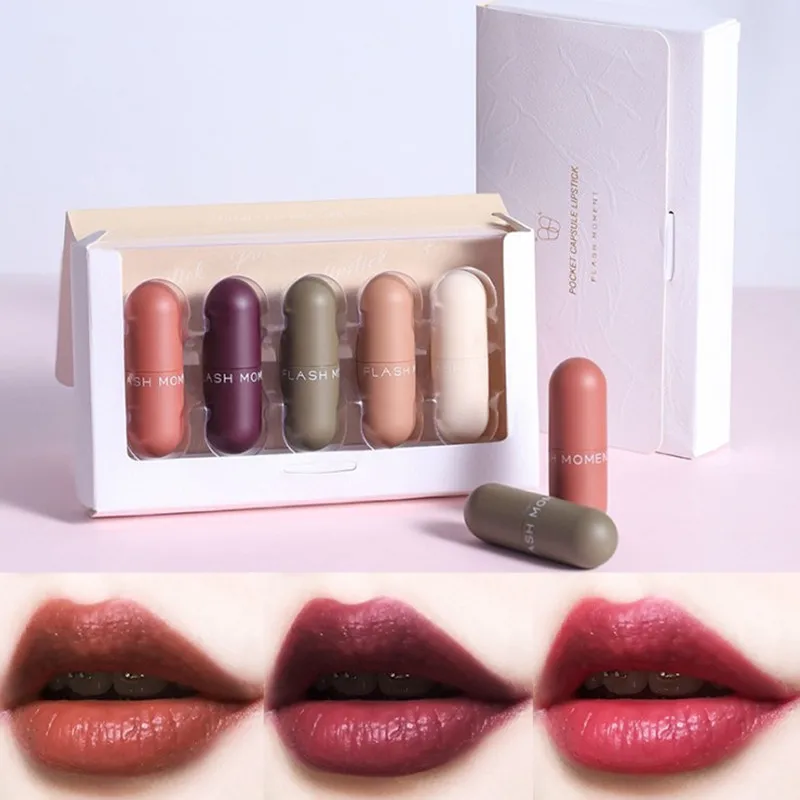 5 шт./компл. Набор Мини губной помады водостойкие матовые губные для губ стойкий