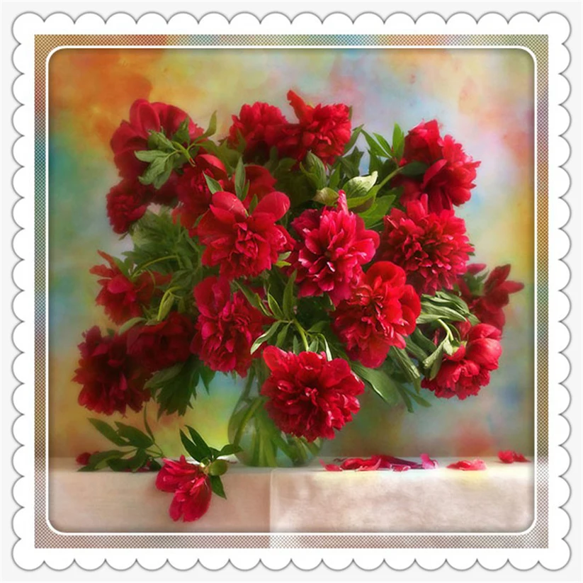 

3D Red Flowers 70x70cm Diamond Embroidery Diy Diamond Painting Square Drill Rhinestone Pasted Cross Stitch Crafts Needlework