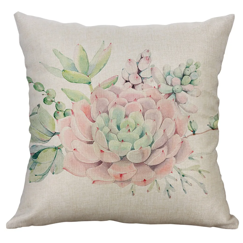 Cushion cover for sofa 40X40cm Simple Linen flower printed d90405 | Дом и сад