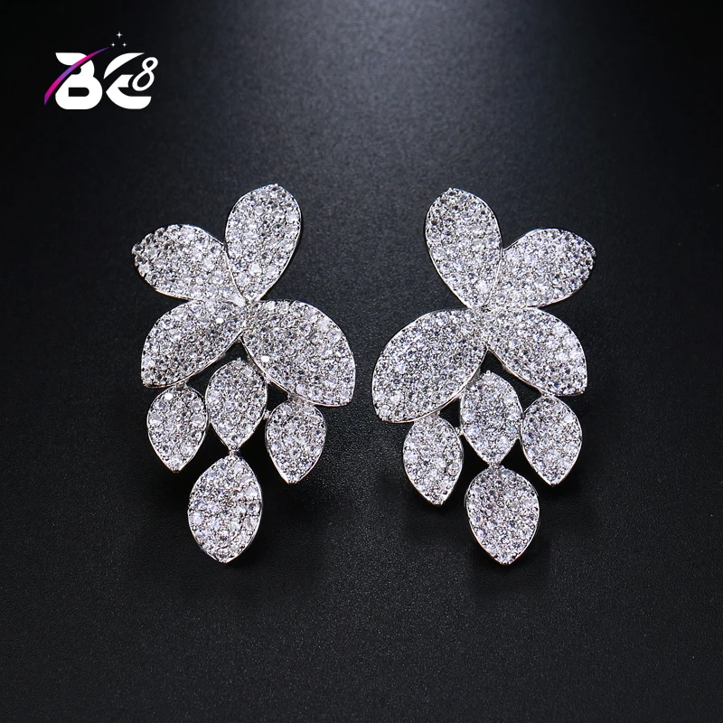 

Be 8 2018 Classic Design Romantic Jewelry, Leaf Shape AAA Cubic Zirconia Dangle Earrings for Women Birthday Gift E461
