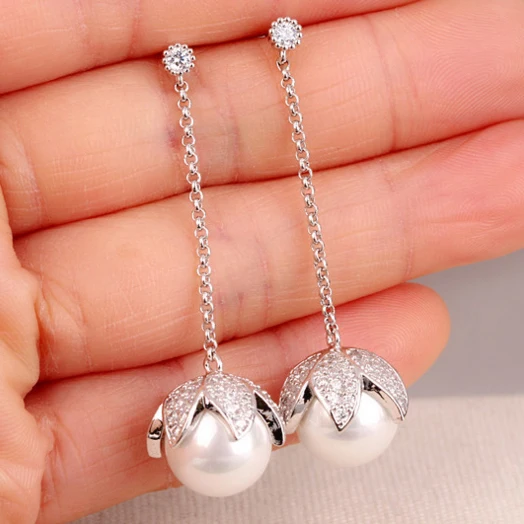 925 серьги Tremella длинные серьги-гвоздики из ракушки и жемчуга | Украшения