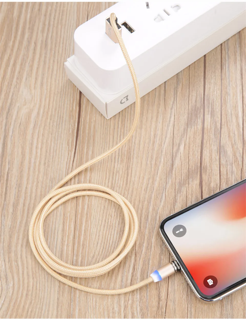 USLION 1 м светодиодный магнитный кабель и Micro USB кабель и usb type C Магнитный зарядный кабель для samsung S10 iPhone Xs Max XR X 8 7 6 Plus