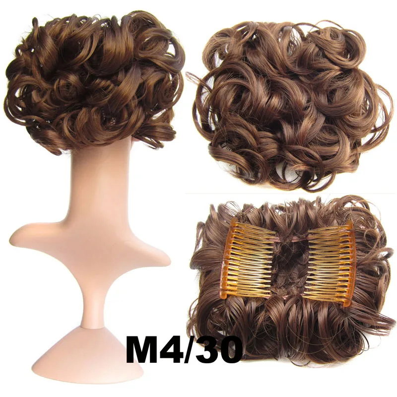 Jeedou Updos синтетические волосы шиньон с зажимом для наращивания волос смешанные цвета волосы булочка пусковая кудрявая шиньон свадебные волосы Updos для элегантных - Цвет: M4-30