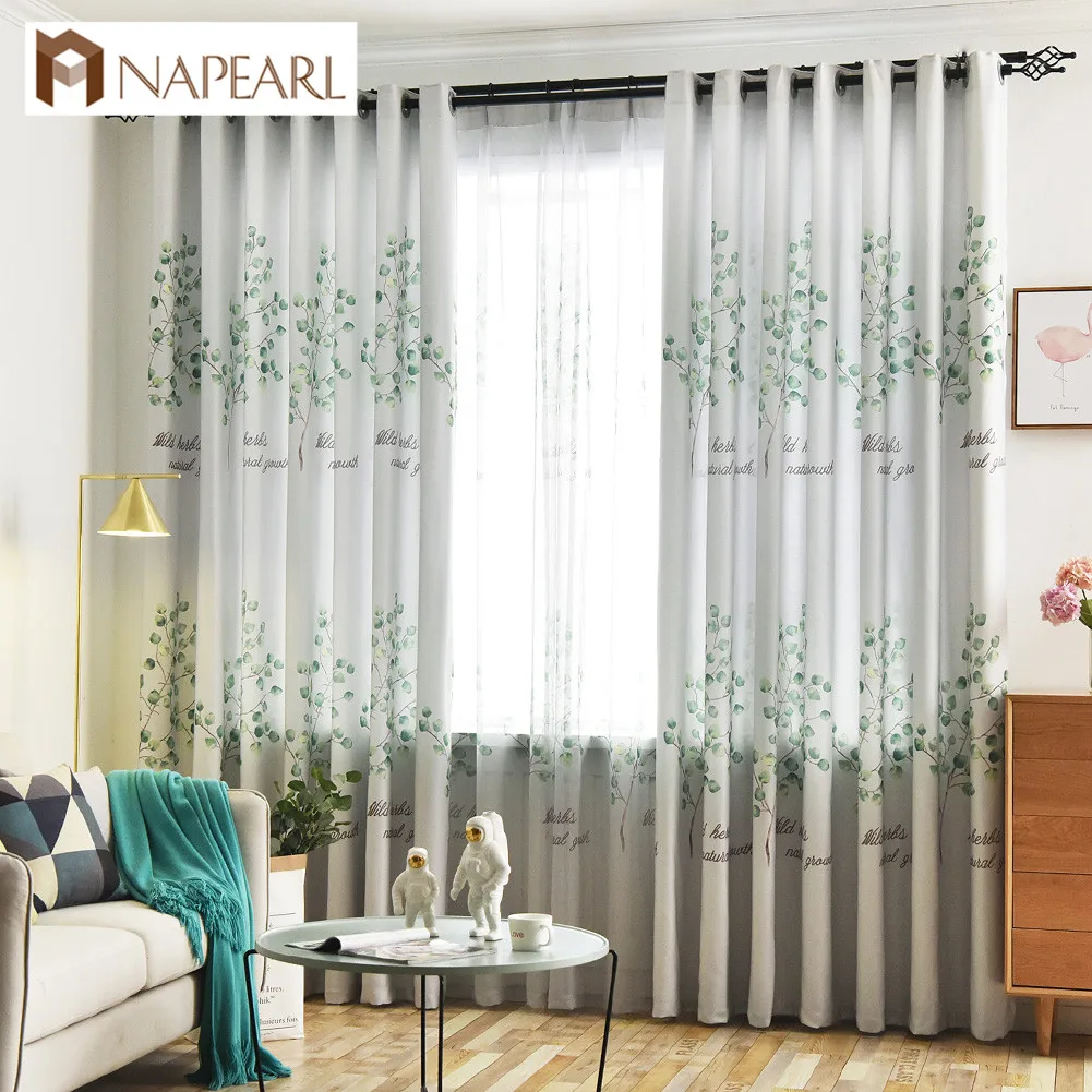 NAPEARL 1 шт. Элегантные занавески-панели с дизайном пасторали, сочетающиеся с гостиной, все свежие нити ткани листьев.