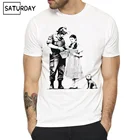 Мужские футболки с принтом Banksy, летняя повседневная футболка в стиле аниме, одежда унисекс, 2019
