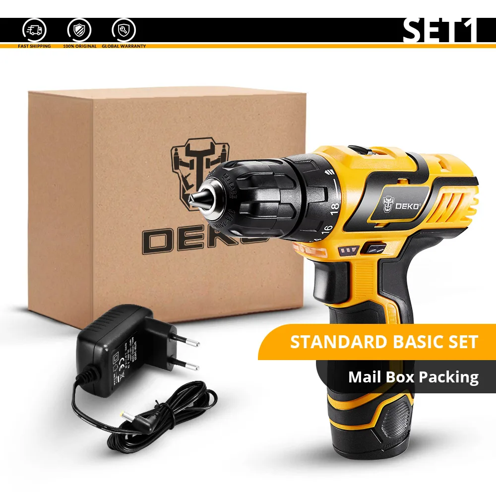 SET1 DEKO GCD10.8DU3 10,8 В Аккумуляторная дрель, электрическая отвертка, литий-ионный мини-драйвер с переменной скоростью и высокой точностью - Цвет: SET1