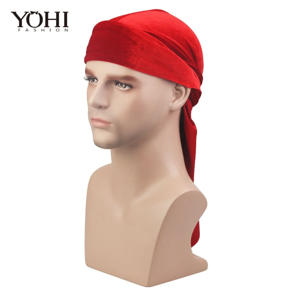 Новинка длинный хвост бархатная бандана тюрбан шляпа парики Doo Durag Байкерский