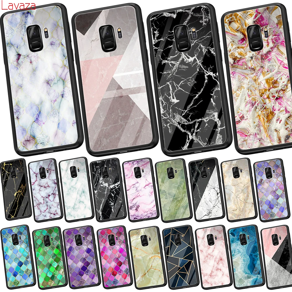 Lavaza Гранит скраб закаленное Стекло мягкий чехол для Samsung Galaxy S8 S9 S10 Plus Note 8 9 A30 A50 A70