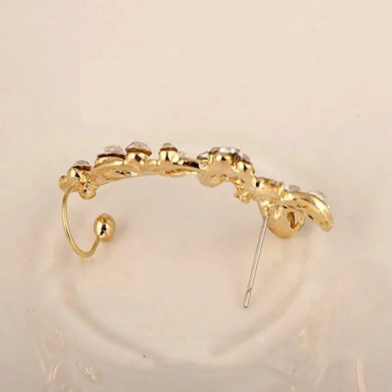 ear stud gold Мода односторонний бабочка цветок горный хрусталь уха шпильки Для женщин аксессуары уха манжеты клип Для женщин - Окраска металла: ear stud gold